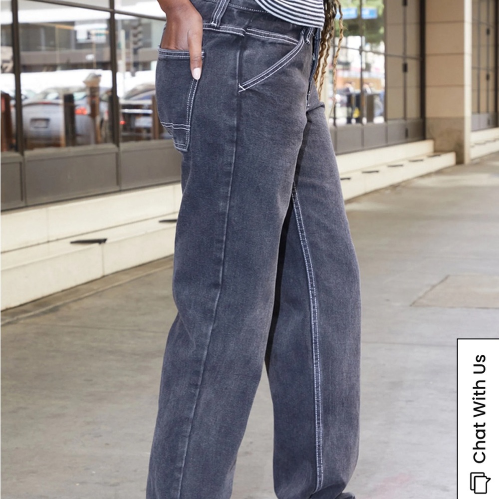 Brandy Melville Black Women's Straight Leg Jeans - Picture 4 of 5
